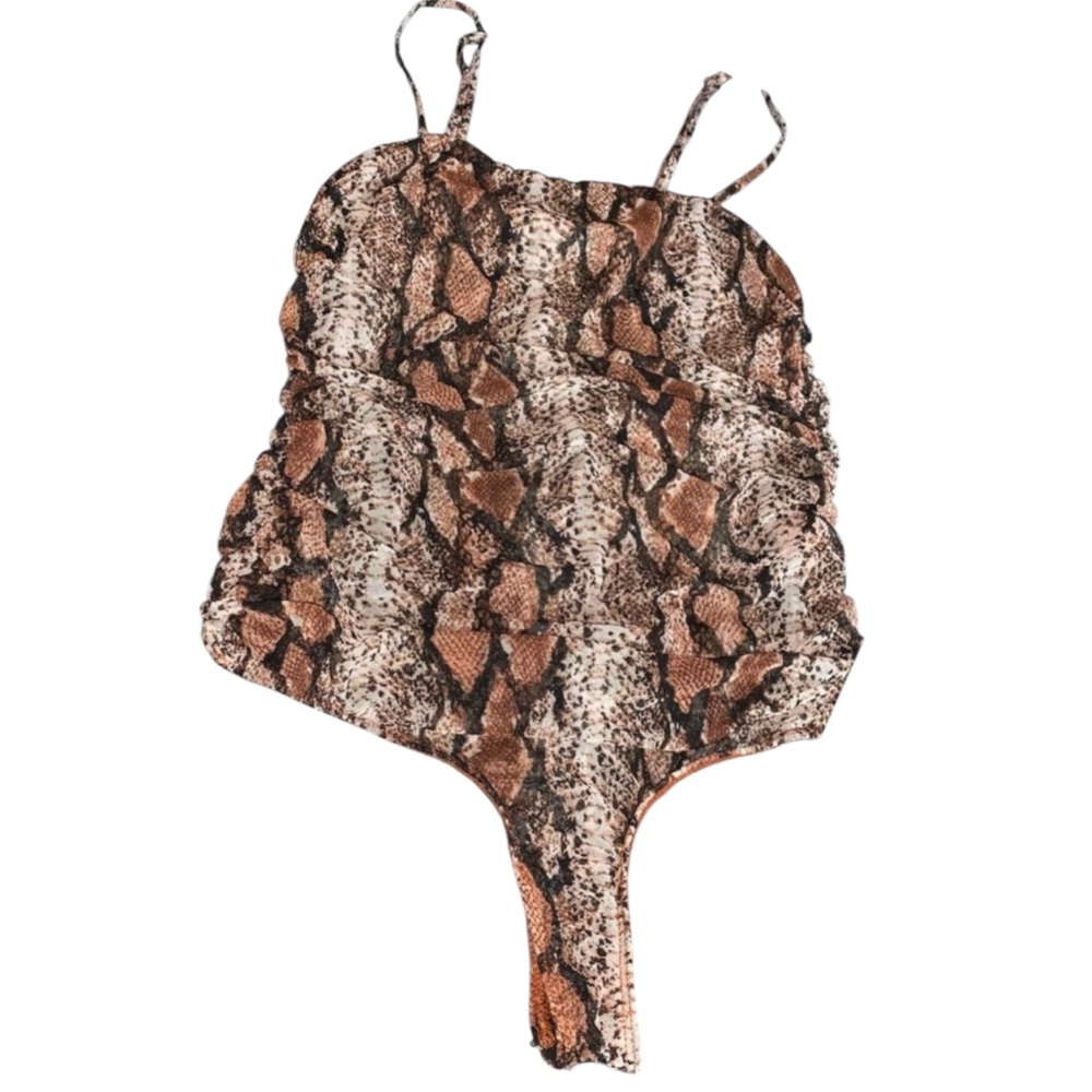 Maverick Snake Print/ Reptile Semi Sheer Adjustable Strap Bodysuit